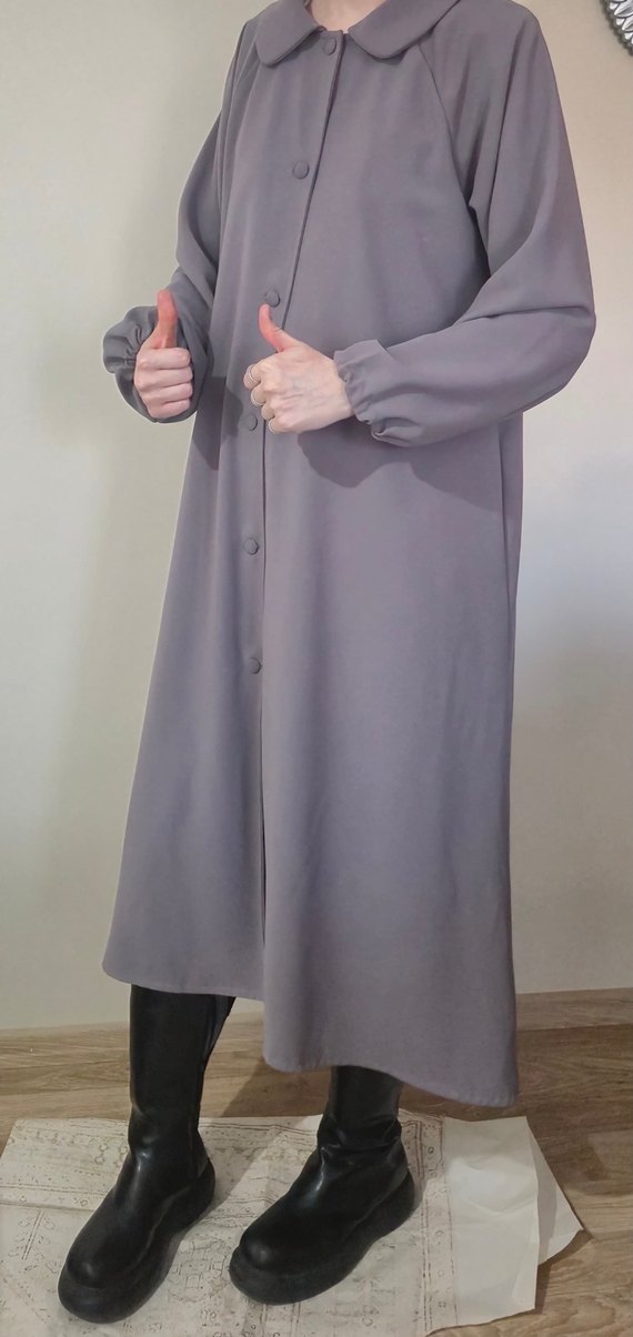 GRİ İNCE KIRIŞMAYAN KUMAŞ DIŞ KIYAFET - Görsel 2