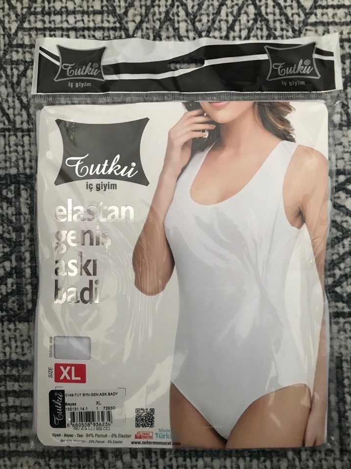 Tutku Beyaz Elastan İp Askılı Badi - Görsel 3