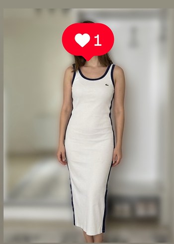 Lacoste Beyaz Midi Elbise