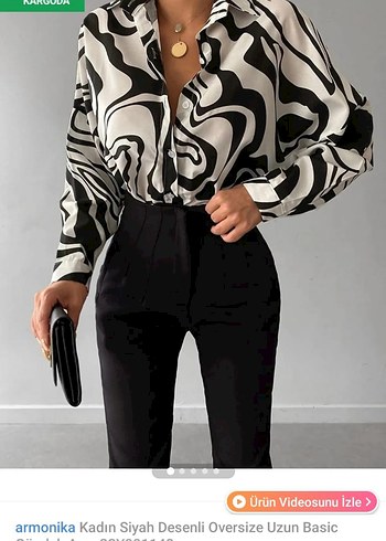 Zebra Desenli Uzun Kollu Kadın Gömlek