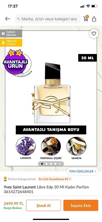 Libre Edp kadın parfüm 30 ml