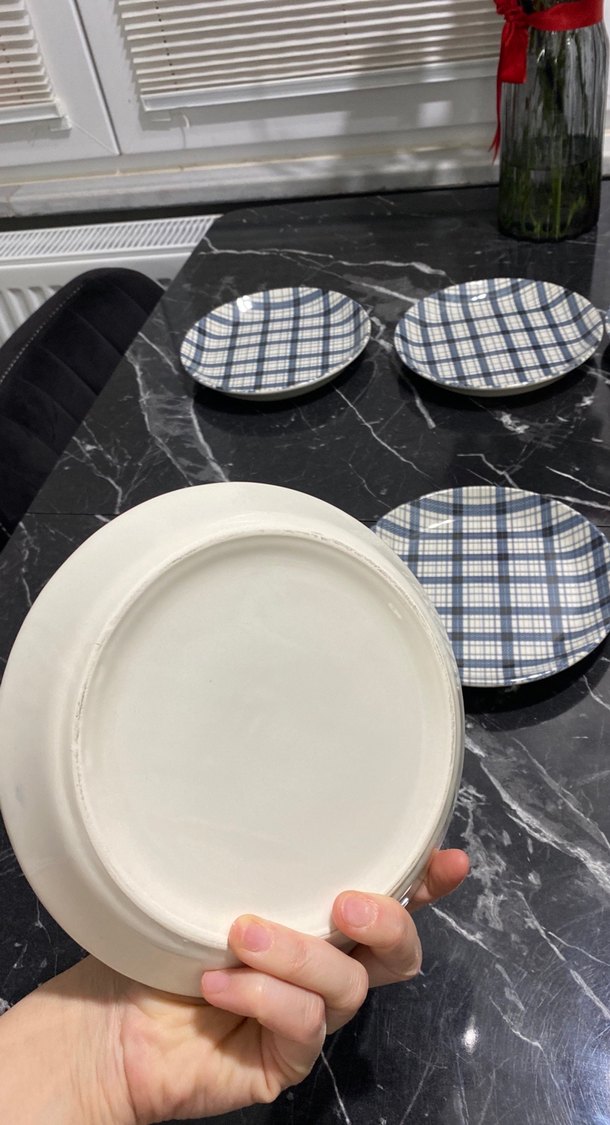 Mavi Ekose Desenli pasta tabağı 6 lı - Görsel 4