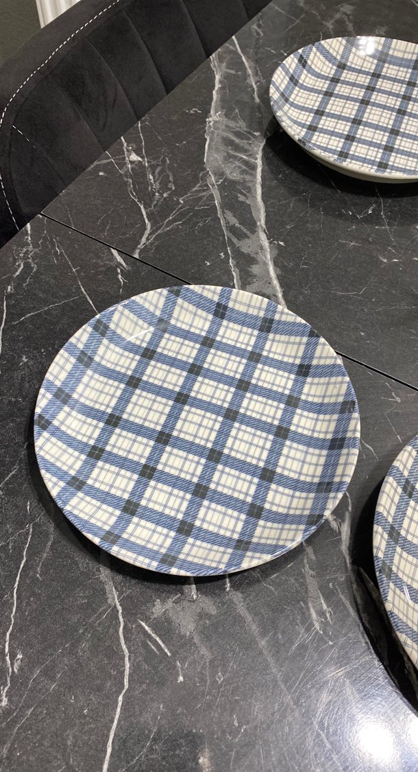 Mavi Ekose Desenli pasta tabağı 6 lı - Görsel 2