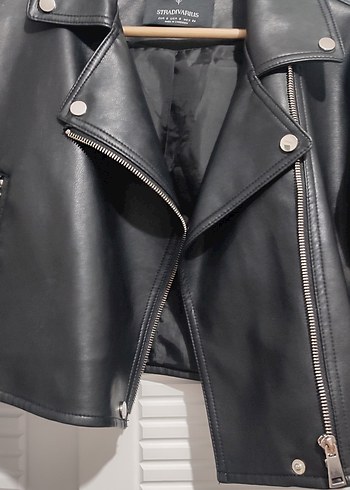 Zara Siyah Deri Biker Ceket