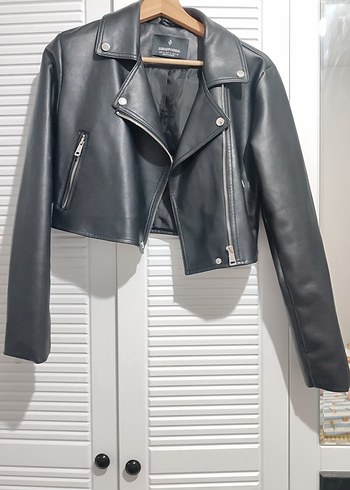 Siyah Deri Biker Ceket