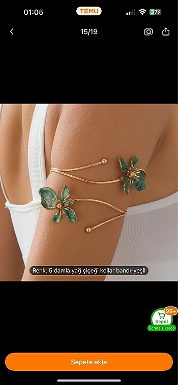 Şık Çiçekli Açık Bileklik