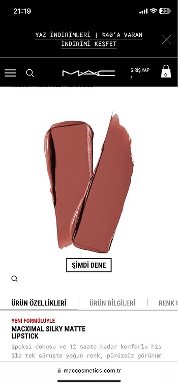 Beden kahverengi Renk MAC?ın EN POPÜLER RUJU VELVET TEDDY