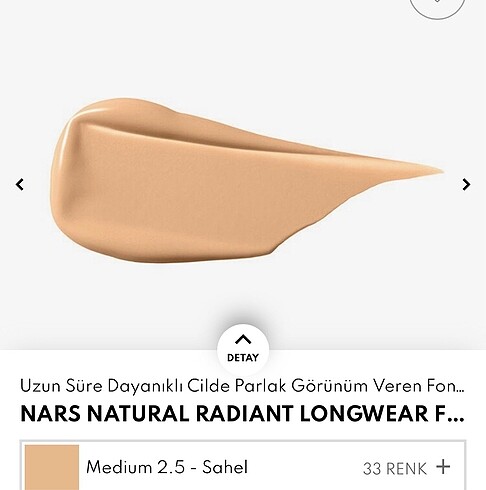  Beden Renk NARS FONDÖTEN YÜKSEK KAPATICI