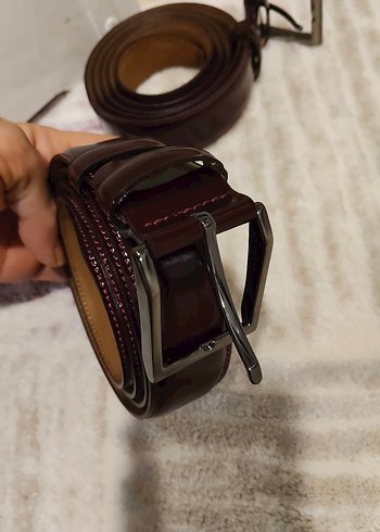 Parlak Bordo Erkek Kemer - Görsel 3