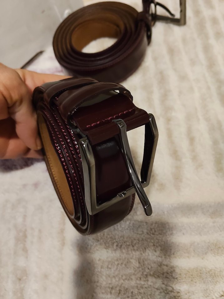 Parlak Bordo Erkek Kemer - Görsel 3