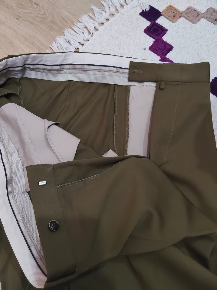 Düğmeli Haki Erkek Ofis Pantolonu - Görsel 2