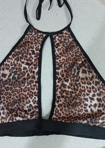 Leopar Desenli Mini Dantel Detaylı Bikini Takımı - Görsel 2