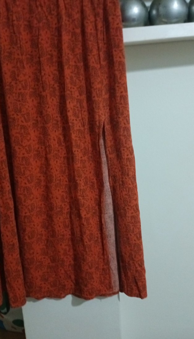 ADDAX Kırmızı Bağlamalı Uzun Bohem Etek - Görsel 3