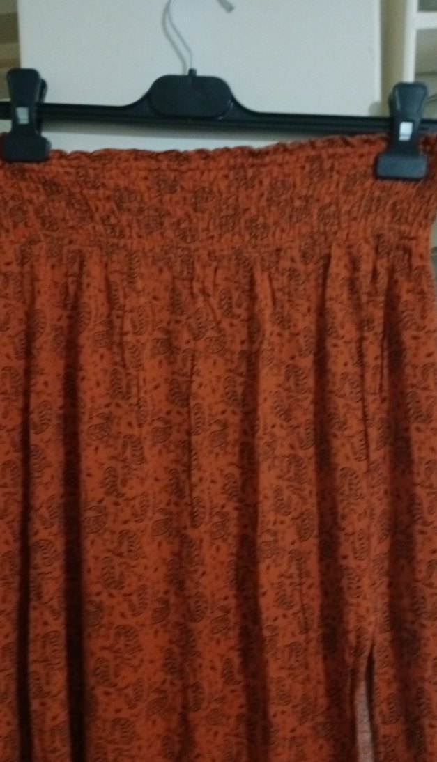 ADDAX Kırmızı Bağlamalı Uzun Bohem Etek - Görsel 2