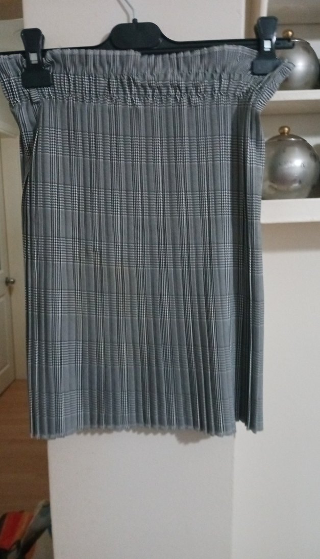 Gri Pilili Midi Etek - Görsel 3