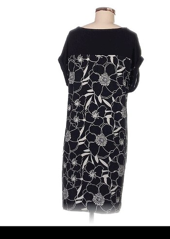 Çiçek Desenli Siyah Midi Kadın Elbise - Görsel 2