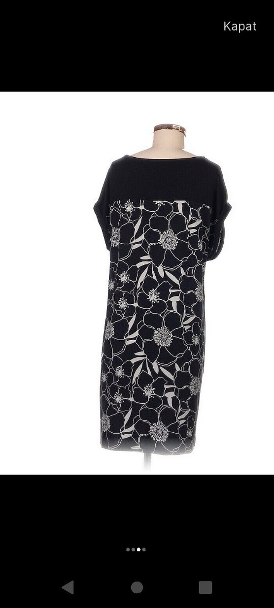 Çiçek Desenli Siyah Midi Kadın Elbise - Görsel 2