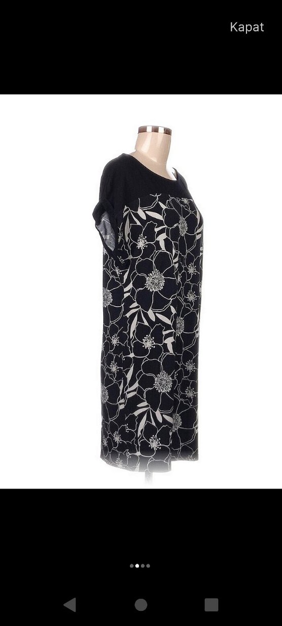 Çiçek Desenli Siyah Midi Kadın Elbise - Görsel 3