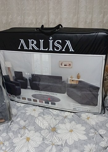 3 kişilik gri kanepe jakarlı örtü lastikli - Görsel 3