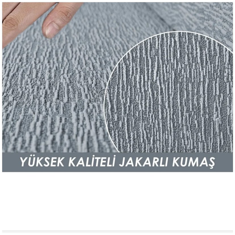 3 kişilik gri kanepe jakarlı örtü lastikli - Görsel 2