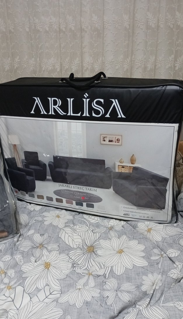 3 kişilik gri kanepe jakarlı örtü lastikli - Görsel 3