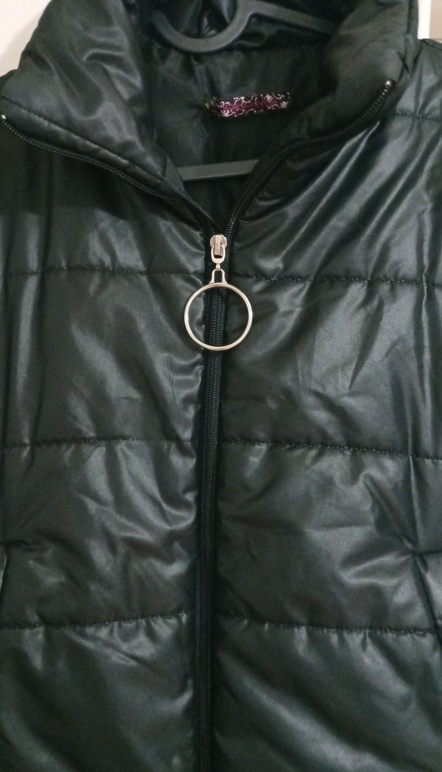 Düğmeli Siyah Kısa Kadın Mont - Görsel 2