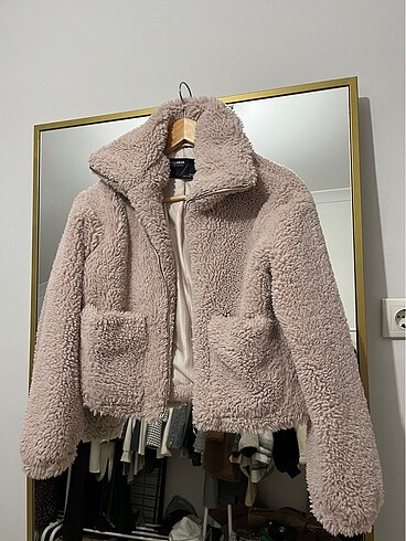 Pull & Bear Pembe XS Peluş mont