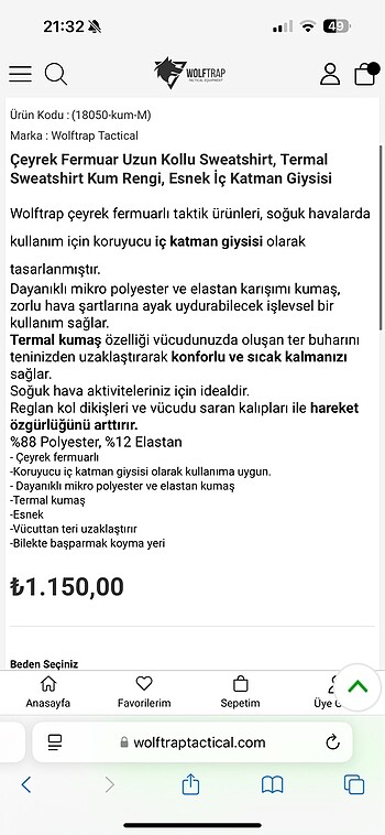 Diğer Wolftrap XL Çeyrek Fermuarlı Sweatshirt