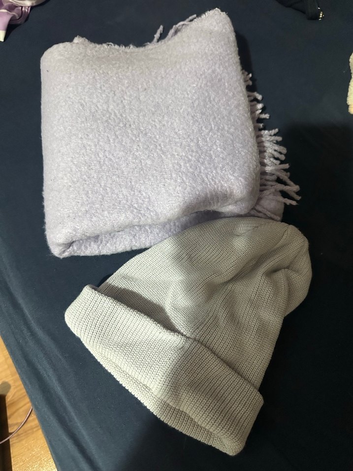 Pembe & lila atkı ve bere - Görsel 3