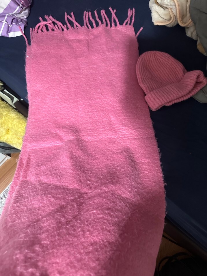 Pembe & lila atkı ve bere - Görsel 5