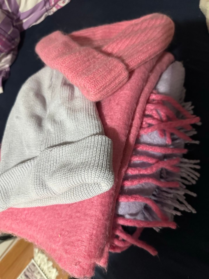 Pembe & lila atkı ve bere - Görsel 2