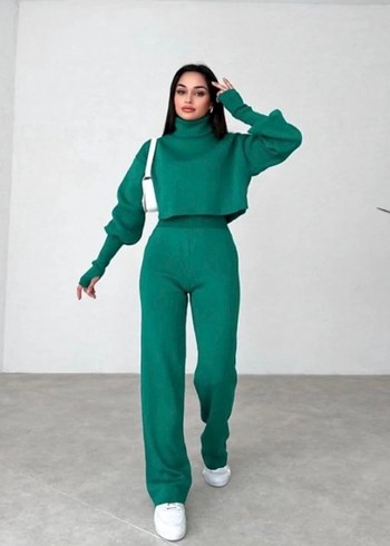 Kadın Yeşil Triko Takım - Görsel 5