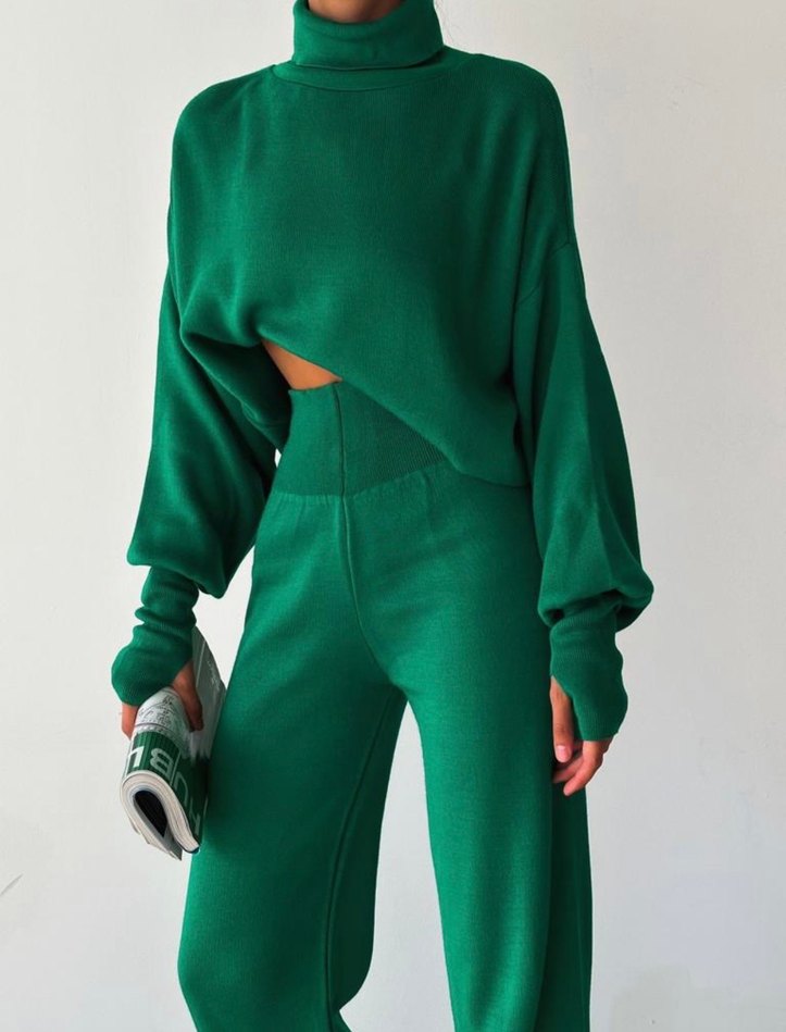 Kadın Yeşil Triko Takım - Görsel 3