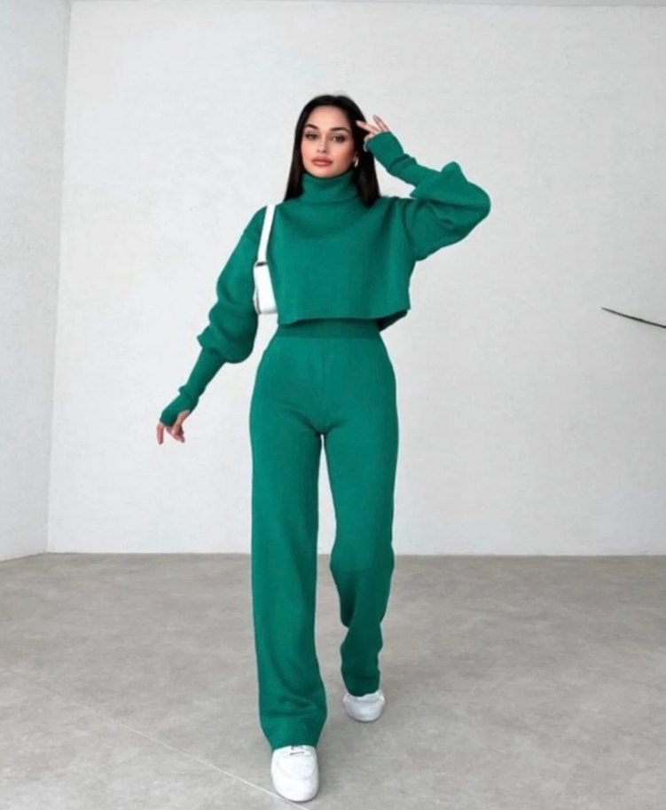 Kadın Yeşil Triko Takım - Görsel 5