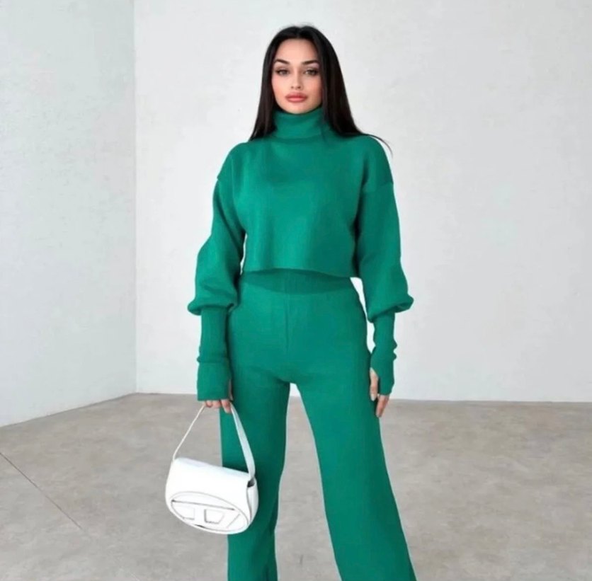 Kadın Yeşil Triko Takım - Görsel 4