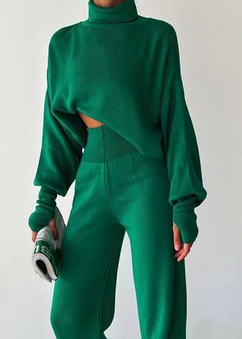 Yeşil triko takım - Görsel 2