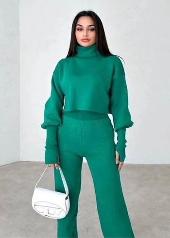 Yeşil triko takım - Görsel 4