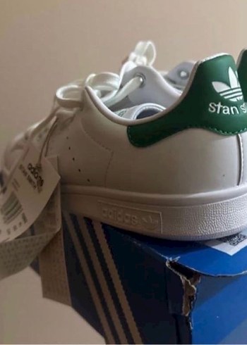 Beyaz Adidas Stan Smith Kadın Spor Ayakkabı - Görsel 4