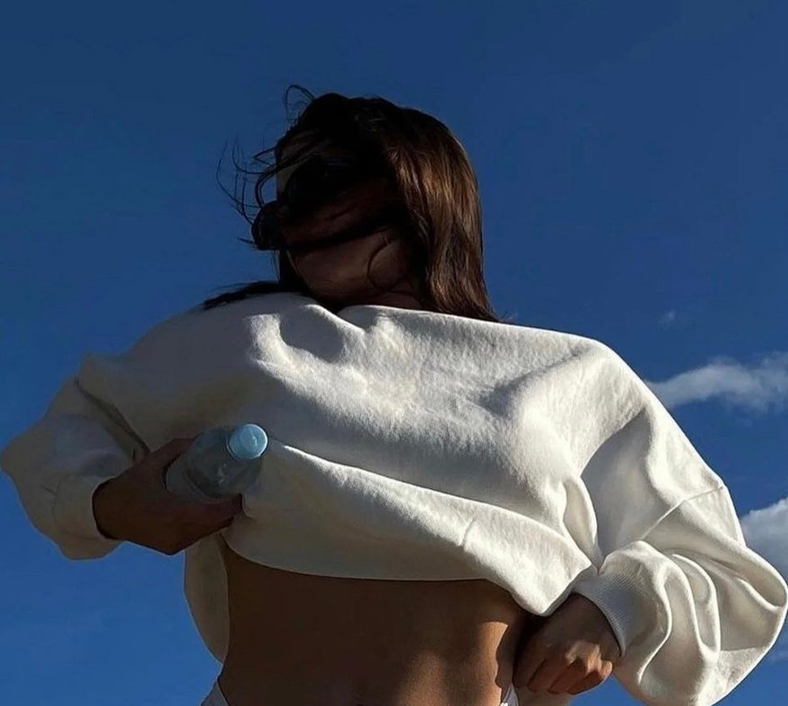 Beyaz Oversize Kadın Sweatshirt - Görsel 4