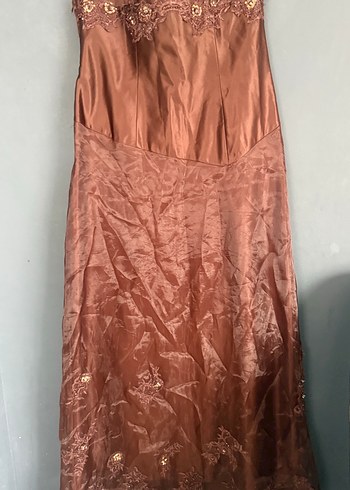 Klasik Bej Uzun Abiye Elbise - Görsel 7