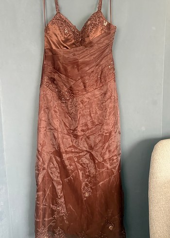 Klasik Bej Uzun Abiye Elbise - Görsel 2