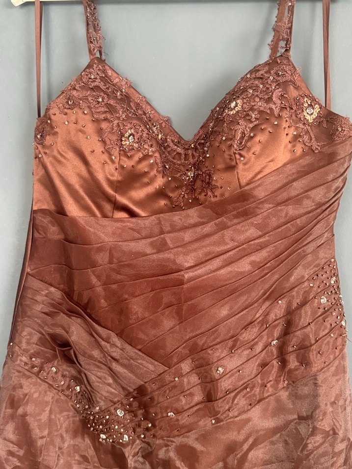 Klasik Bej Uzun Abiye Elbise - Görsel 4