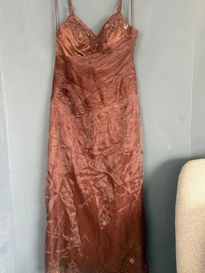 Klasik Bej Uzun Abiye Elbise - Görsel 2