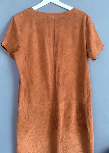 Kısa Kollu Bohem Kadın Süet Elbise - Görsel 3