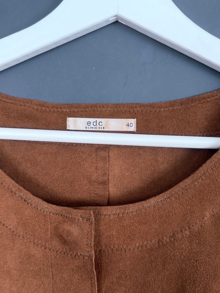 Kısa Kollu Bohem Kadın Süet Elbise - Görsel 2