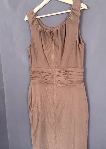 Bej Drapeli Midi Bohem Elbise - Görsel 2