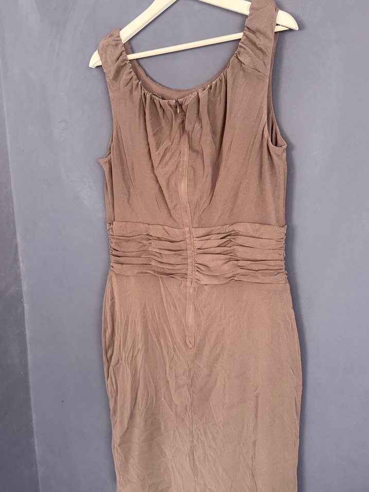 Bej Drapeli Midi Bohem Elbise - Görsel 2