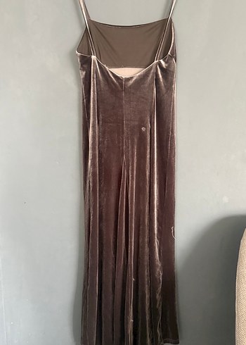 Kahverengi Süet Uzun Straplez Elbise - Görsel 3