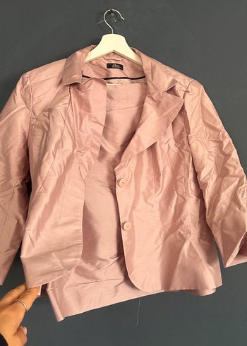 Kadın Bej İpek Görünümlü Midi Takım - Görsel 8