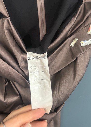 Drapeli Straplez Bej Midi Abiye Elbise - Görsel 5